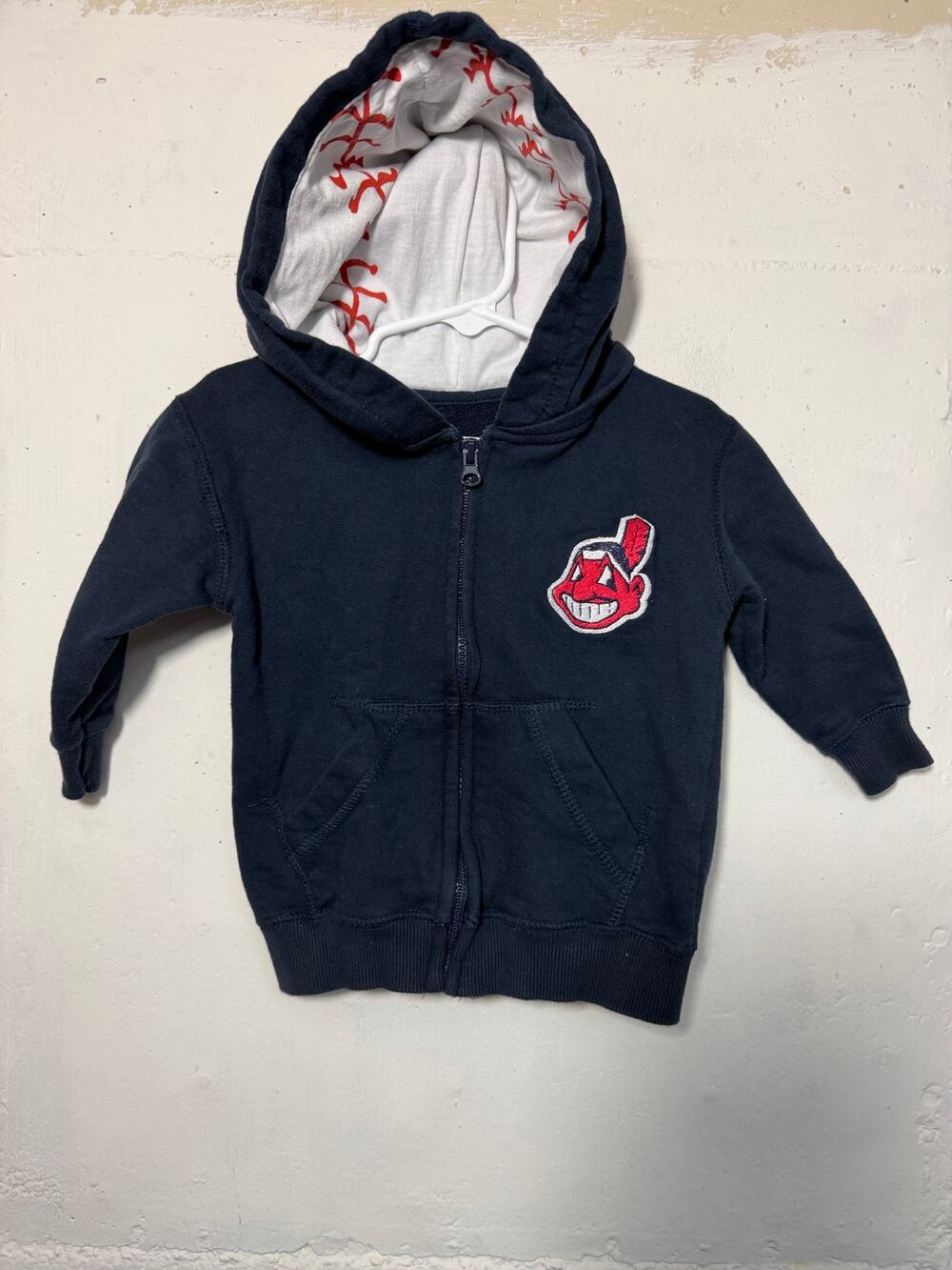 Vintage Cleveland Indians Navy Full Zip Sweatshirt Size 18 Months
